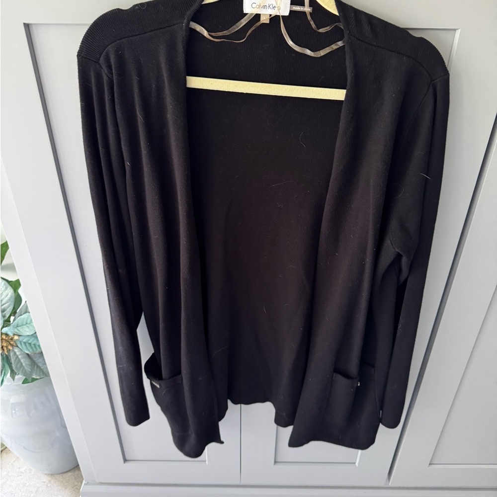 Calvin Klein Black Cardigan Sweater Open Front